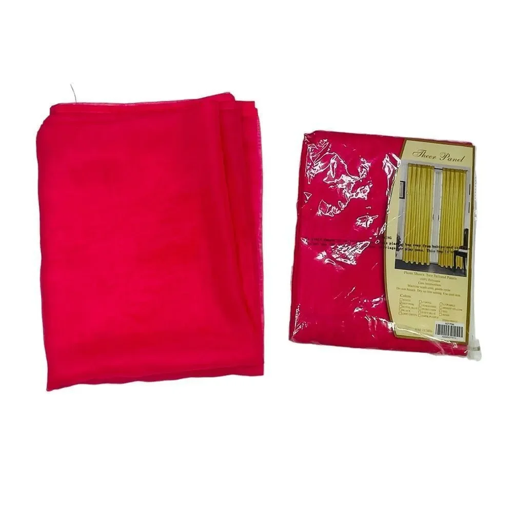Set of 2 WPM 84-Inch Sheer Pink Solid Voile Panel Curtains